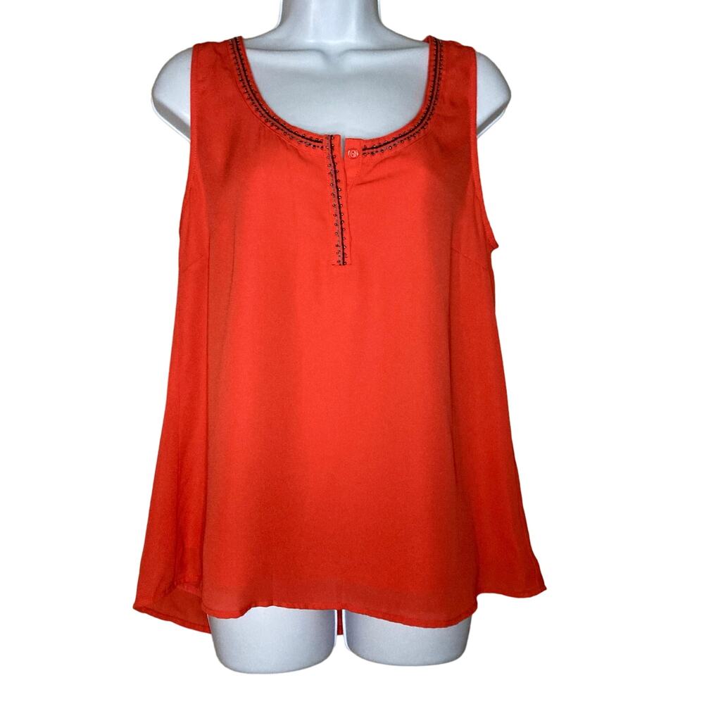 NWT Stitch Fix Tops 41 Hawthorn McAdams Beaded Neckline Sleeveless Top Buttons M